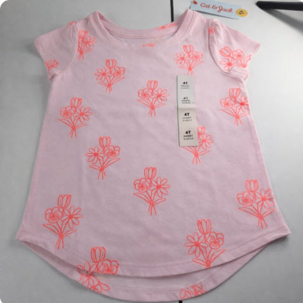 Cat & Jack‎ Girl's 4T Short Sleeve Crew Neck Tee NWT